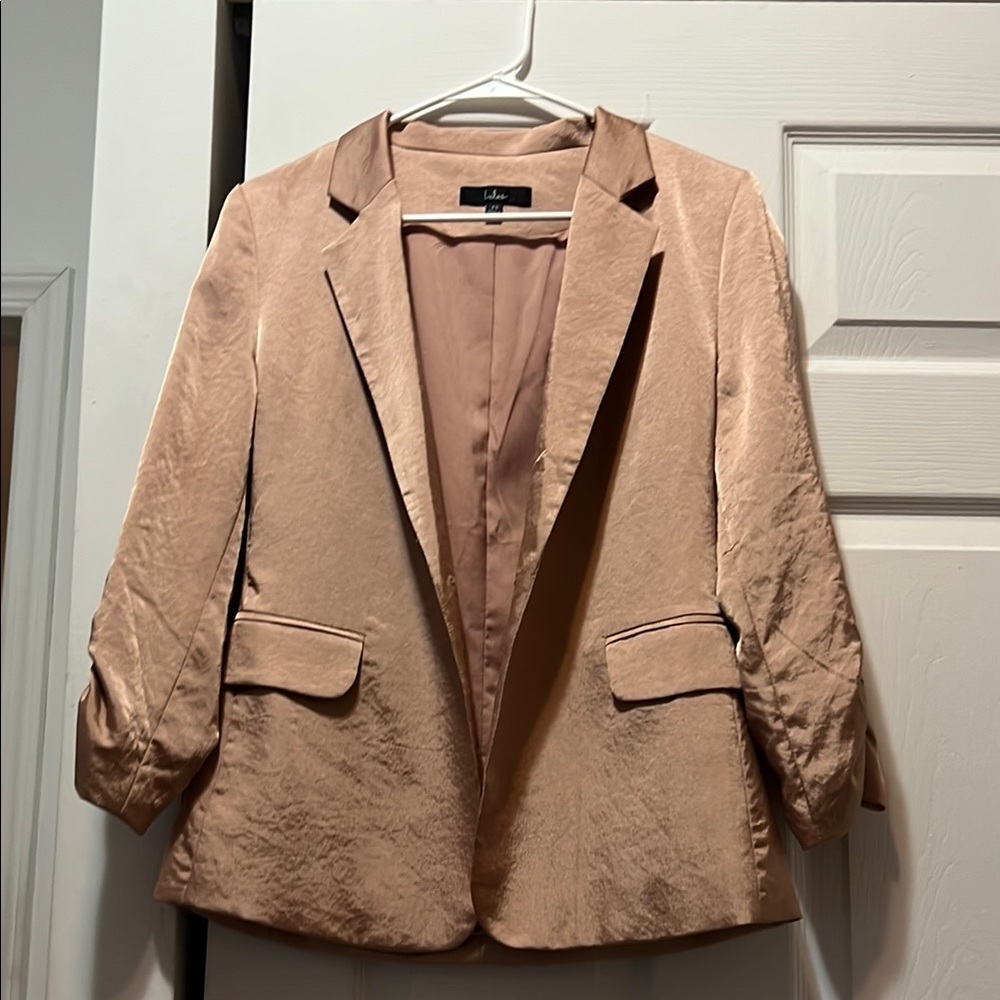 Lulu's Women's Mauve Pink Satin Blazer